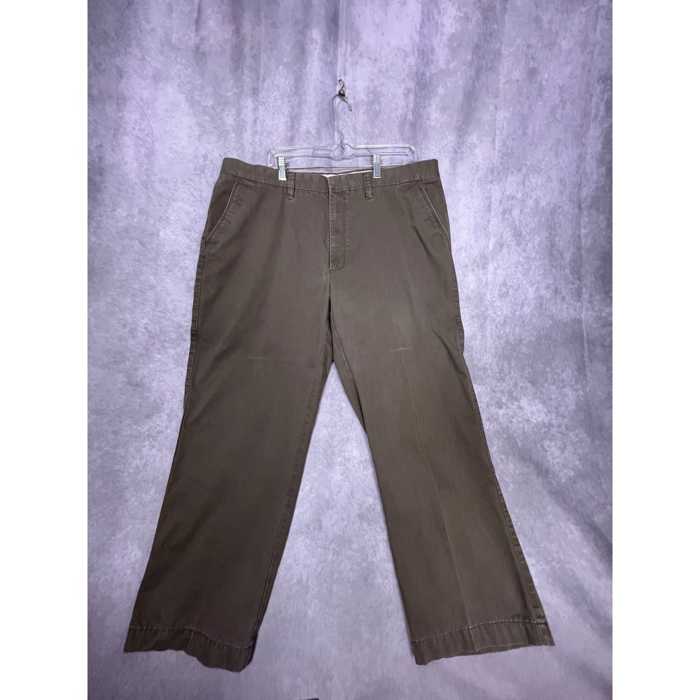Haggar Life Khaki Chino Pants Mens 40x30 Olive Brown Straight Leg Twill